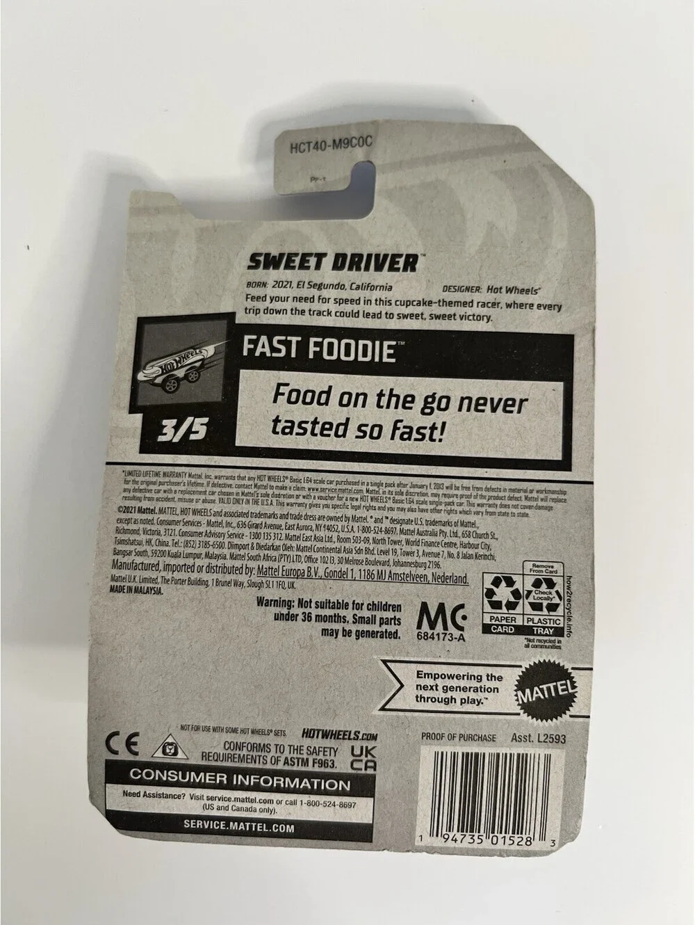 Hot Wheels Sweet Driver Cupcake (2021) Fast Foodie 3/5 Die-Cast Toy Car #61/250